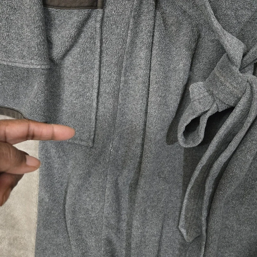 L.L. Bean Robe Mens Medium Gray Fleece Lounge‎ Pockets Old Money Heritage